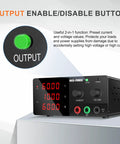 Beefy 600W Benchtop DC Power Supply 0 to 60V 0 to 10A with Encoder Knob and Output Switch High Power Adjustable Switching Regulated Bench Power Supply for Repair and Testing with 4 Digit Backlit Display, output button shown