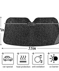 Leopard Print Car Windshield Sun Shade Foldable UV Ray Sun Visor Keeps Your Ride Cool With Four Suction Cups, 51 By 27.6 Inches