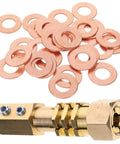 200 Pcs Copper Gasket Washers Assortment Kit For Sheet Metal Repair And Auto Body Welding, flat sealing washers close-up