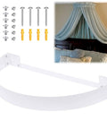 Badass Metal Bed Canopy Frame Kit For Bedroom Fitting Twin To King Sizes Featuring Rod Pocket Curtains Compatibility Hella Simple Diy Setup With Complete Hardware. White metal arch frame with hardware and curtain.