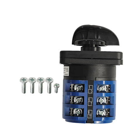 Three Phase Manual Rotary Transfer Switch For RVs Boats Trucks And Motorhomes, 3 Position 120 240V AC, 40 Amp, 12 Terminal Block, Dual Power Source Selector For Shore Power Or Generator, Built Tough For Marine Use, black switch with screws