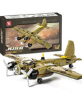 JU88 Junkers Bomber Plane Building Set With 430 Plus Pieces Epic WWII German Fighter Model For History Buffs Great Holiday Gift For Display Fans And Family Build Time, beige model and box