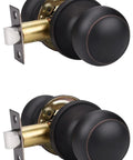 Oil Rubbed Bronze Indoor Door Knobs 2 Pack Non Locking Passage Door Knob Set For Hallway And Closet ANSI Grade 3 Certified