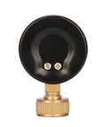 2-1/2-inch black pressure test gauge with brass 3/4-inch hose-thread adapter and two screws