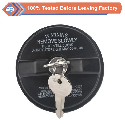 Locking Gas Cap With Two Keys Replacement Part For Chevy Honda Nissan Acura Mazda Cadillac GMC And More front view with keys inserted