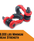 Heavy Duty D Ring Shackles 58000 Lbs Capacity Tow Shackle With Seven Eighth Inch Pin And Washers For Off Road Recovery Red 2 Pack