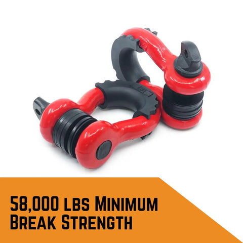 Heavy Duty D Ring Shackles 58000 Lbs Capacity Tow Shackle With Seven Eighth Inch Pin And Washers For Off Road Recovery Red 2 Pack