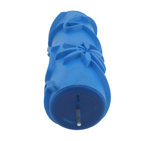 Premium Pattern Paint Roller With Soft Rubber Head For Walls And Ceilings Delivers Gorgeous Decorative Textures, blue rubber head detail.