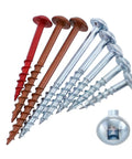 Self Tapping Wood Screws With Slanted Hole For Woodworking And Construction Projects Half Thread Coarse Thread Self Drilling Carbon Steel Heavy Duty Fasteners in multiple colors and sizes.