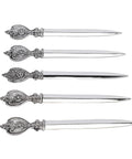 Vintage Leaf Floral Pattern Metal Letter Opener Set, 5 Pack for home and office desks, zinc alloy, aligned horizontally