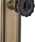 Mission Style Old School Crystal Glass Door Knob Set In Antique Brass Finish For Hallways And Closets Passage Use Two And Three Eighths Inch Backset