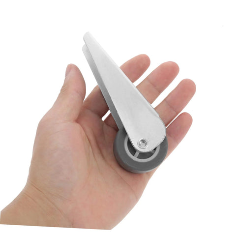 Door Roller Wheels For Sliding Wardrobe And Barn Doors Anti Droop Support Wheel in hand, nylon wheel with silver mount