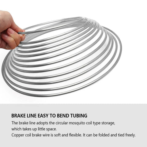 Coiled 25 ft 3/16 in zinc-plated copper brake line for automotive brake repair
