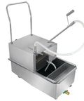 Commercial 550W Stainless Steel Fryer Filter Machine with 55L Oil Filtration System showing pump and filtering tank.