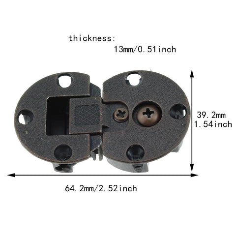 2 Pack Adjustable Flip Top Concealed Hinge For Cabinets And Wardrobes In Red Antique Brass Finish Nickel Plated Zinc Alloy