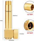 Brass Garden Hose Reel Replacement Fitting Three Quarter Inch GHT Female To One Half Inch NPT Male Swivel Elbow Adapter 4.72 Inch Length 1 Pack Includes Gasket Set And Sealing Tape For Leak Free Installation, brass adapter with 3/4 GHT and 1/2 NPT threads