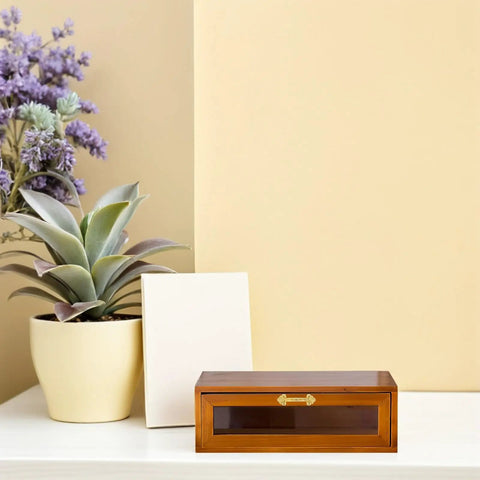 Wooden jewelry box with a 12 Pack Vintage Gold Cabinet Pulls For Small Drawers And Jewelry Boxes Mini Dope Retro Drawer Handles.