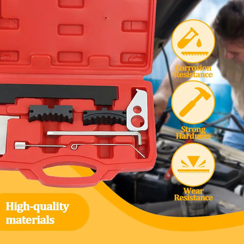 Top Shelf Car Timing Tool Kit Built like a Tank to Hold Your Engine Tight with durable red case and components for 1.4 1.6 1.8 motors.