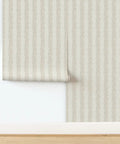 Close-up of Real Deal Botanical Stripe Wallpaper With Killer Linen Texture And Hella Durable Matte Finish For Kitchens And Bathrooms.