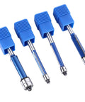 Rock Smooth Sights With This 4Pcs Flush Trim Bit Set For Your Router Featuring A Solid 6Mm Shank And Double Bearing Design That Cuts Clean Edges Without Wobble So You Can Finish Your Woodworking Projects Like A Total Champ Tonight. Four flush trim bits with blue rubber grips, 6mm shank, designed for clean cuts.
