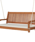 Two Person Outdoor Hanging Porch Swing With High Back And Cozy Armrests, Heavy Duty 800 Lb Capacity, Eucalyptus Wood Bench Swing