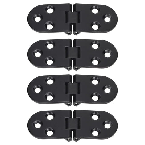 Four Piece Zinc Alloy Flap Door Hinges In Sturdy Black For Cabinets And Tables, compact 3.1 by 1.2 inches, row view