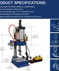 Heavy Duty Pneumatic Punch Press Desktop Sheet Metal Hole Puncher With Adjustable Cylinder Stroke No Sweat Operation and Rock Solid Anti Rotation Guide Rails with specifications