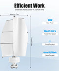 100W Vertical Axis Wind Turbine Kit With Controller And 2 Blades For Home Use, showing dimensions and features on blue background