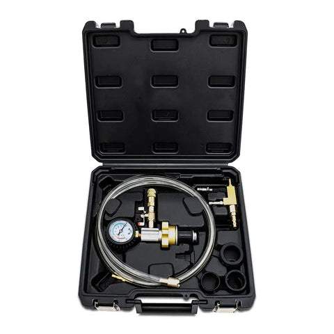 Coolant Vacuum Purge And Refill Tool Kit For Fast Bleed-Free Cooling System Fill With Universal Adapters in black case