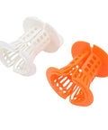 Pwshymi Bathtub Drain Hair Catcher with Innovative Handle in white and orange, flexible material, effective hair trap.