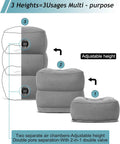 Inflatable Foot Rest Pillow For Travel And Home with adjustable three-layer design and dual valve system for height settings.