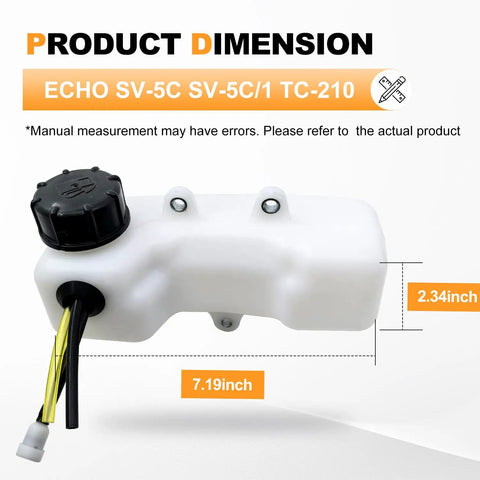 Fuel Tank Kit For Echo And Mantis 2-Cycle Engines With 3 Hole Grommet And 3 Fuel Hoses Replacement A350000300 dimensions