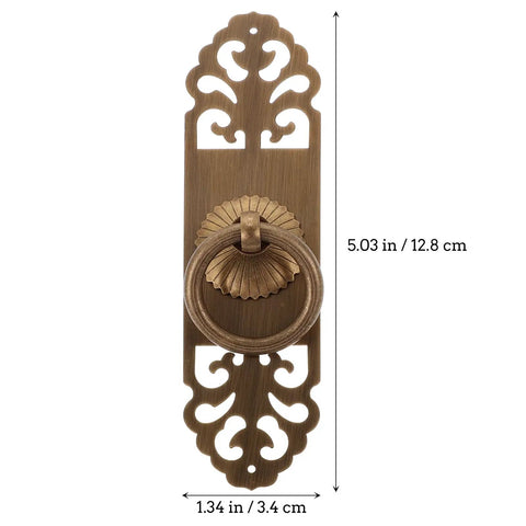 Vintage Brass Cabinet Pull Handle 3.5x13cm Antique Chinese Style Wardrobe and Drawer Hardware Bronze Finish