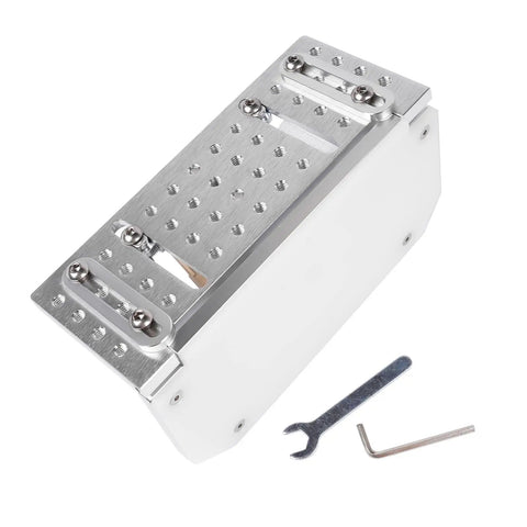 Badass Aluminum Alloy Belt Grinder Knife Jig With Hella Smooth Angle Adjustment and Heavy Duty Dual Press Plates close-up view with tools