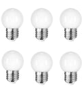 Six Budget Friendly LED Night Light Bulb G14 With 1W Low Wattage, 10W Equivalent, E26 Base, 3000K Warm White displayed against white background