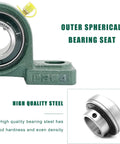 Close-up of Self Aligning Pillow Block Bearing Kit Four Pack UCP204-12 With Three Quarter Inch Bore, chrome steel material.