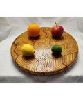 16 Inch Lazy Susan Serving Tray Made From Plywood And Hardwood Round Wood Display with fruits on top