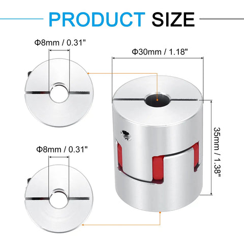 Aluminum Shaft Coupling 8mm To 8mm Flexible Spider Coupler L35mm By D30mm for motion control in CNC routers and 3D printers.