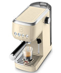 Barista Worthy Home Espresso Machine With 20 Bar Pressure, Stainless Steel Coffee Maker, Cream Finish, front view