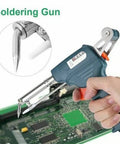 60W 110V Soldering Iron Kit With Internal Heat Control in use on electronic circuit board
