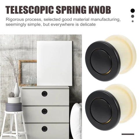 Six Pack Embedded Retractable Spring Knobs Zinc Alloy Cabinet Door Pulls beside modern dresser and decor