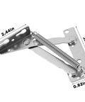2 Pack 80 Degree Stainless Steel Sprung Hinges for cabinet doors with measurements; 3.30in x 2.44in x 0.82in.