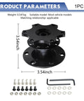 Steering Wheel Quick Release Hub Boss Kit Six Hole Snap Off Adapter Built Dang Tough Steel, 3.54 inch, black finish parts and hardware