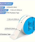 Diagram of Ten Rolls PTFE Thread Seal Tape For Plumbing And Shower Heads Half Inch Wide Five Hundred Twenty Inches Each Roll