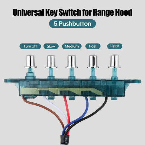 Five Button Range Hood Push Button Switch Replacement Panel DIY Friendly For Kitchen Appliances Universal Control Board