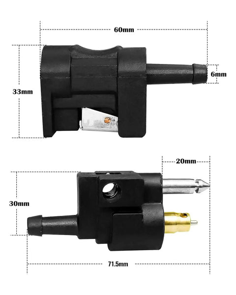 Fuel Line Quick Connector Set One Quarter Inch Barb Female And 6mm Male For Portable Fuel Tank And Outboard Motors Durable No Fuss Quick Connect Fittings For Easy Install On Boats And Motors