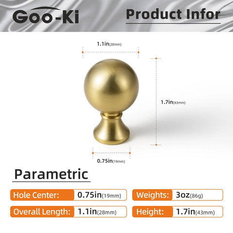 Top Shelf Brushed Gold Cabinet Knobs Six Pack For Modern Kitchen Drawers And Dressers Crafted From Solid Zinc Alloy Ridge Tough Construction Quick Install Mounting close-up showing size and design details.
