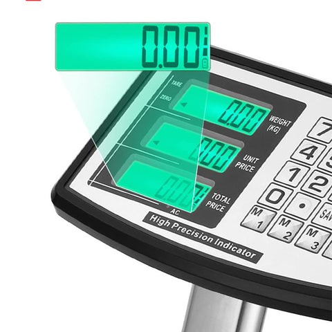 Close-up of Hardcore Heavy Duty Waterproof Digital Floor Scale 300kg 660lb display showing zero weight and function buttons.