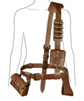 Medieval Baldric Belt Set With Leather Pouch, Sword Scabbard, and Four Potion Flasks for Viking LARP Cosplay, rugged harness display