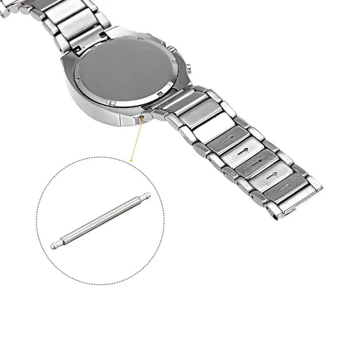 Top Shelf Stainless Steel Watch Spring Bar Pins For 12mm Watch Bands Single Flange Tip Design Smooth Install Quick Strap Swap Replacement Kit 200 Piece Set, detailed view of a watch band and spring bar pin.